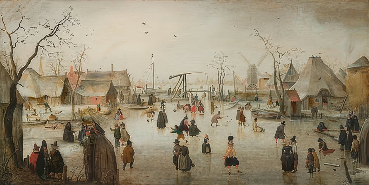 Skøyter i en by. Rundt 1610 av Hendrick Avercamp