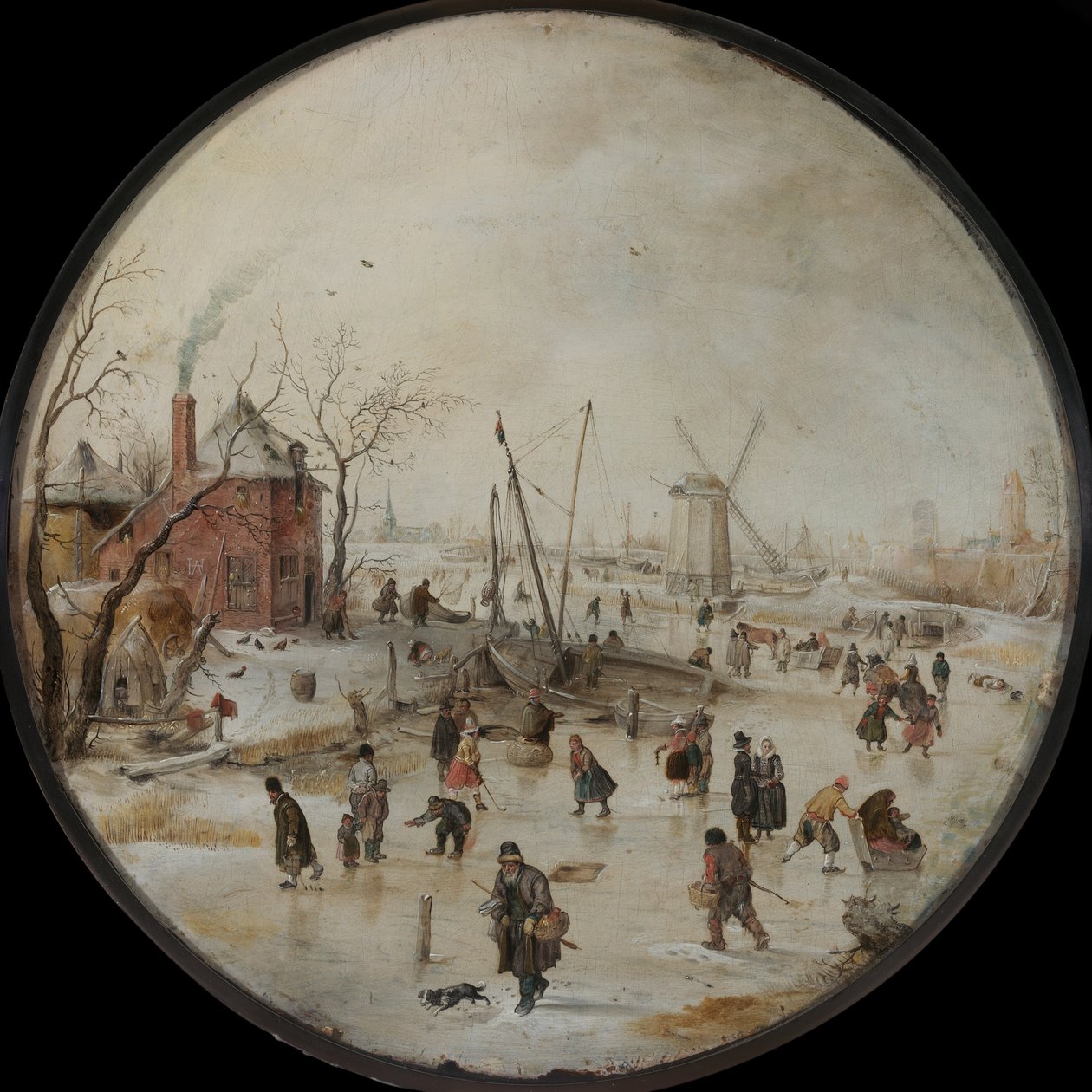 Frossen elv med skatere av Hendrick Avercamp