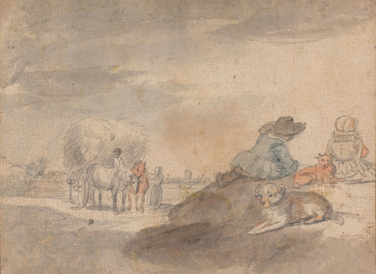 Landskap med høyvogn av Hendrick Avercamp