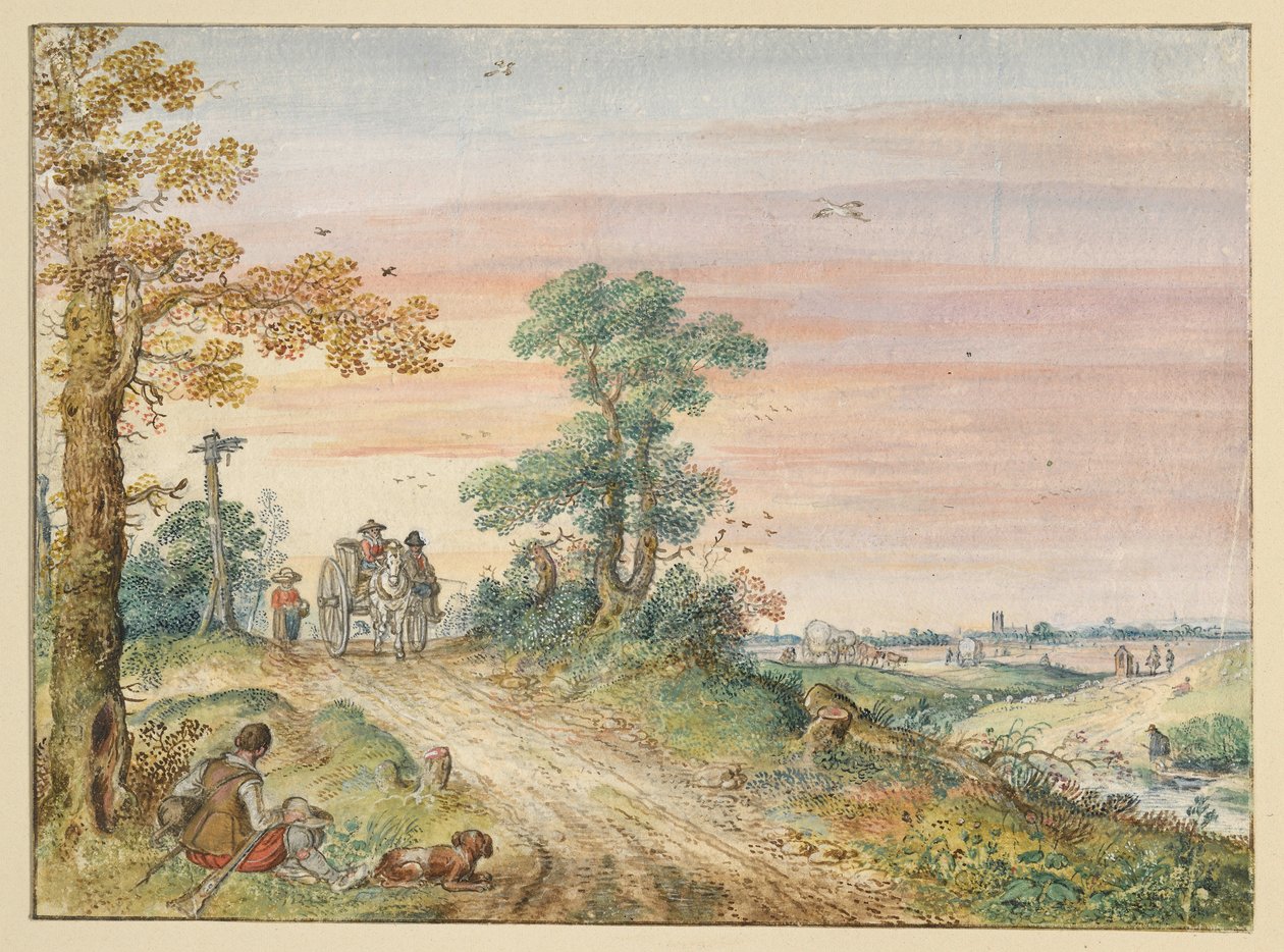 Landevei med hestevogn av Hendrick Avercamp