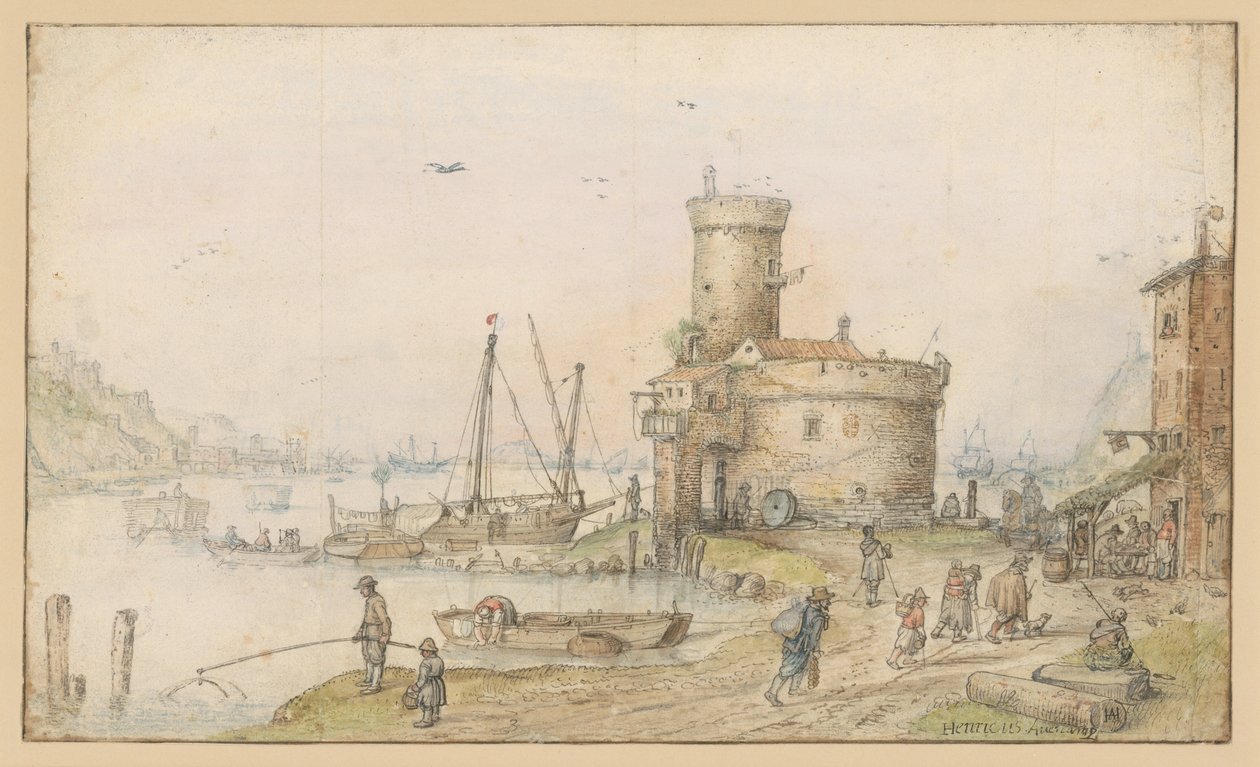 By ved en elv av Hendrick Avercamp