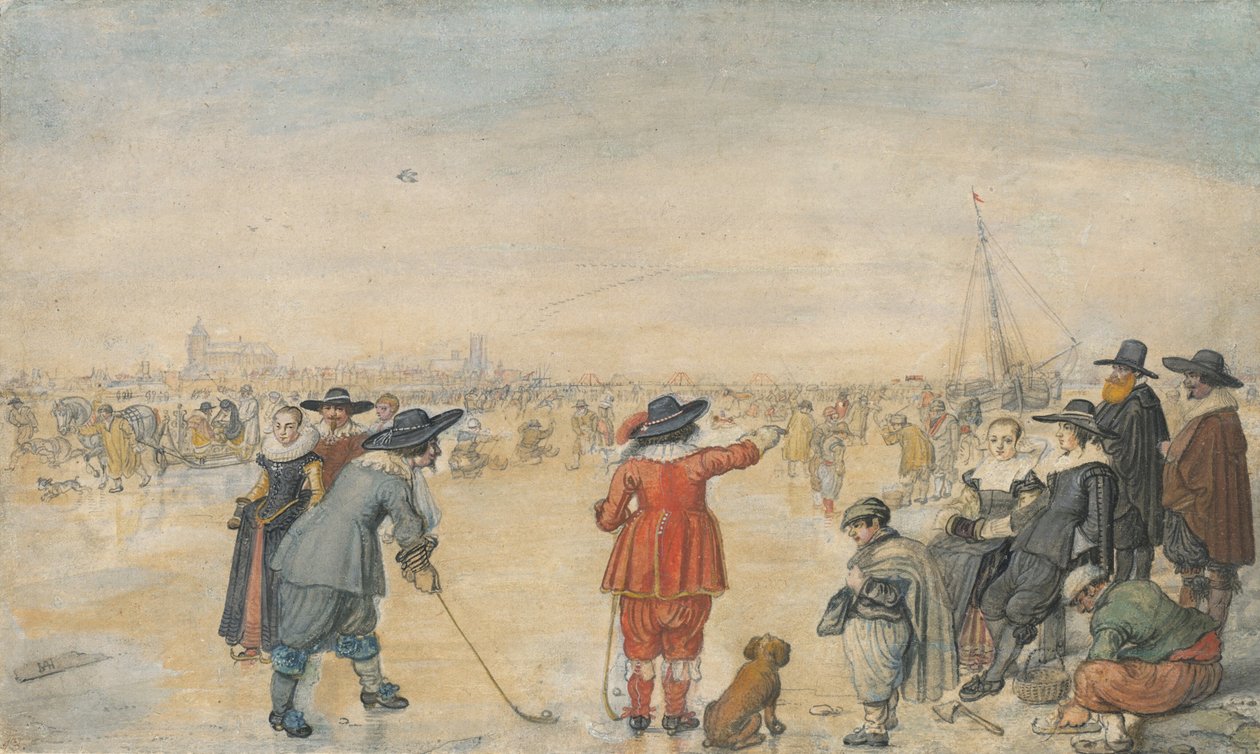Vinterleker på den frosne elven Ijssel av Hendrick Avercamp