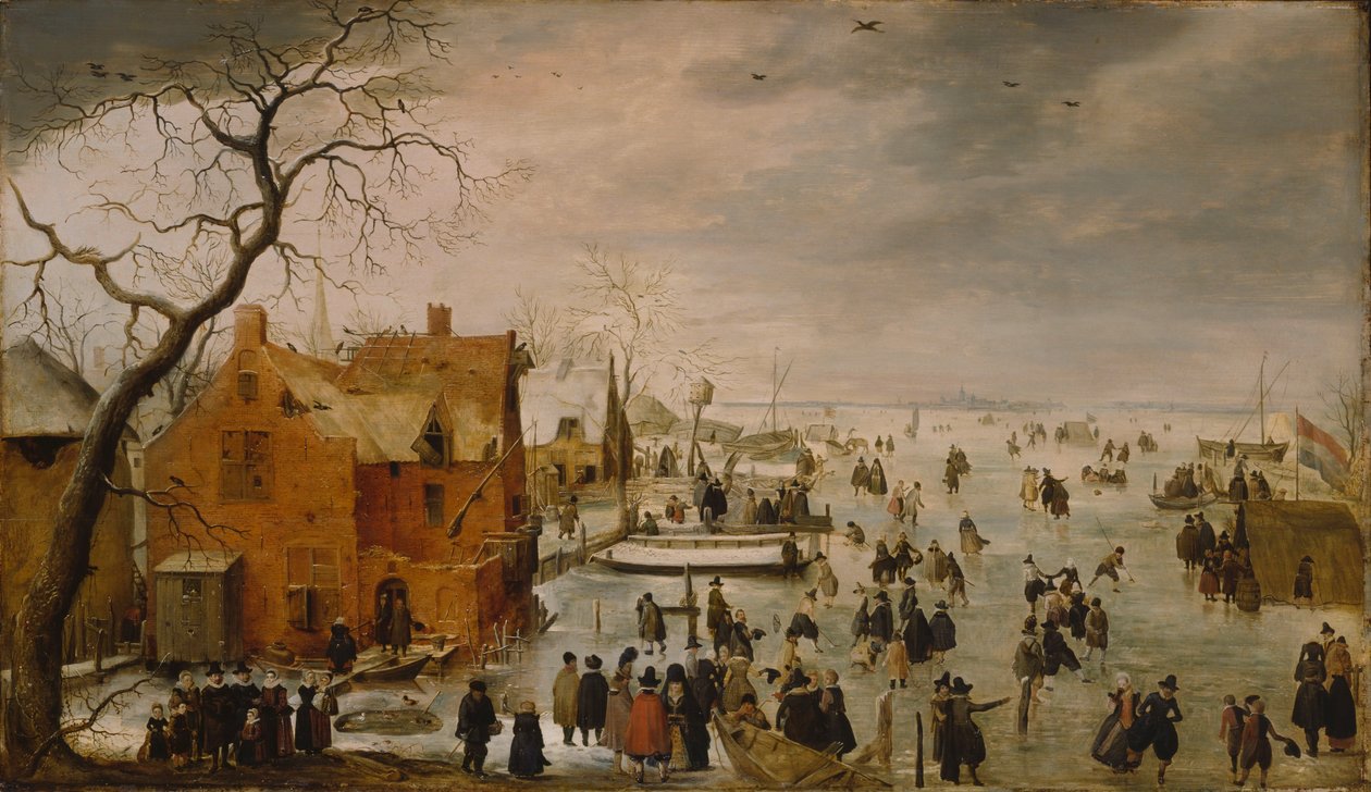 Islandsk landskap / Ismorsomt vinterlandskap med mange skøyteløpere av Hendrick Avercamp