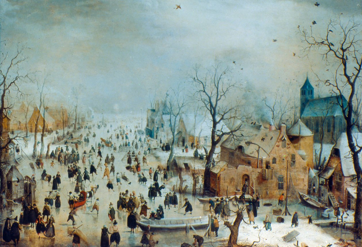 Vinterscene med skøyteløpere, c1608 av Hendrick Avercamp