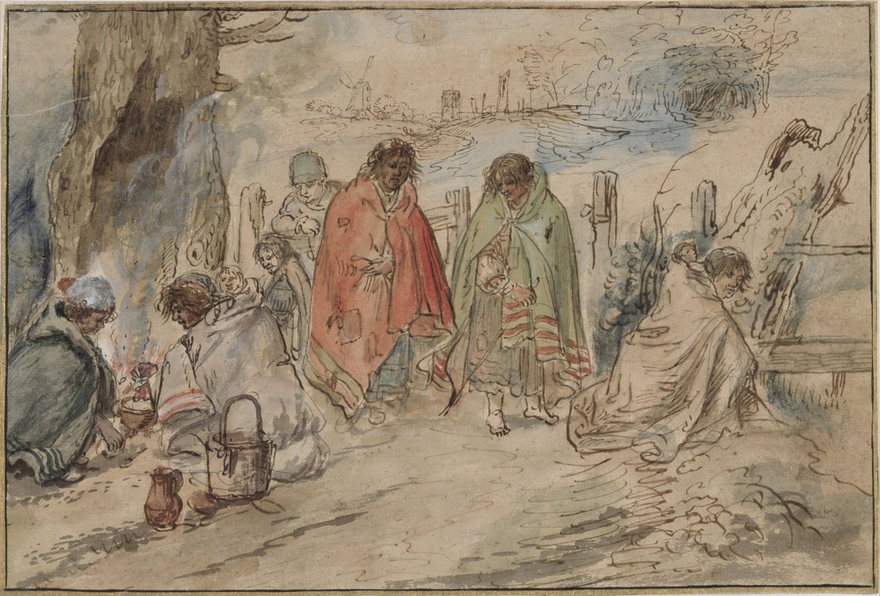 Sigøynere ved leirbålet av Hendrick Avercamp