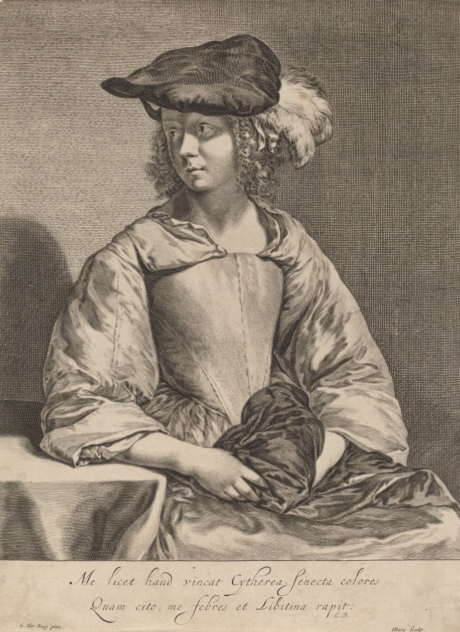 Jente i en Plumed Hat. av Hendrick Bary
