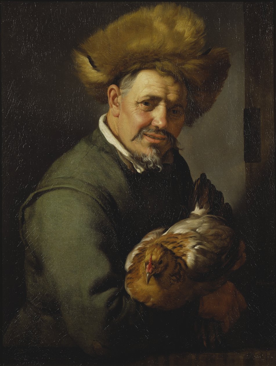 Gammel mann med en høne, 1630 av Hendrick Bloemaert