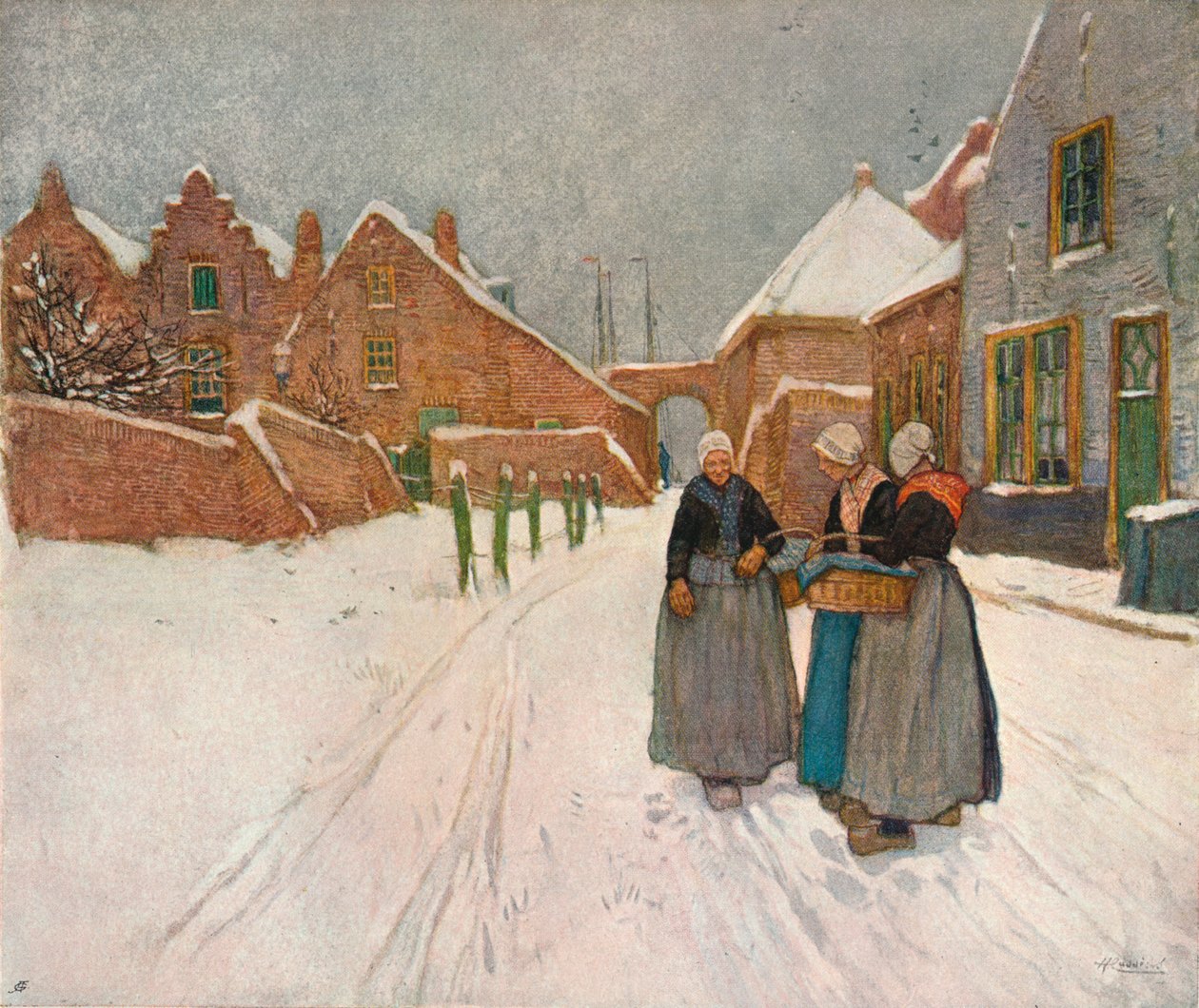 I snøen, c1902 av Hendrick Cassiers
