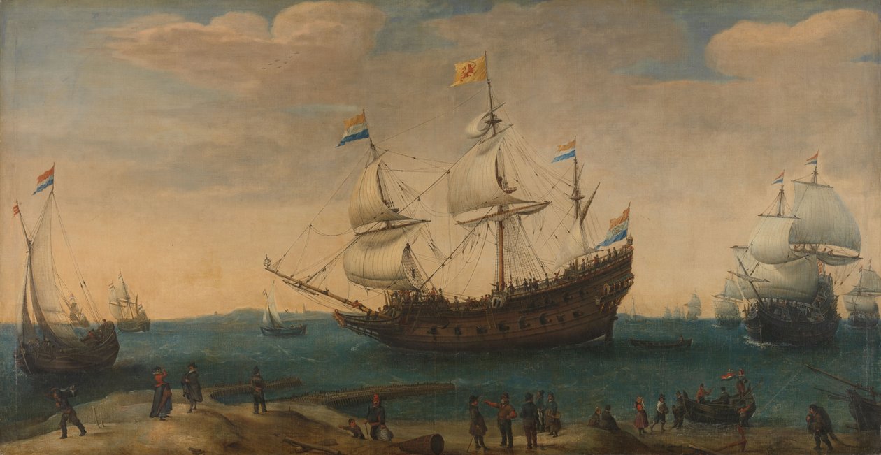 East Indiamen off a Coast, ca. 1600-30 (olje på lerret) av Hendrick Cornelisz Vroom