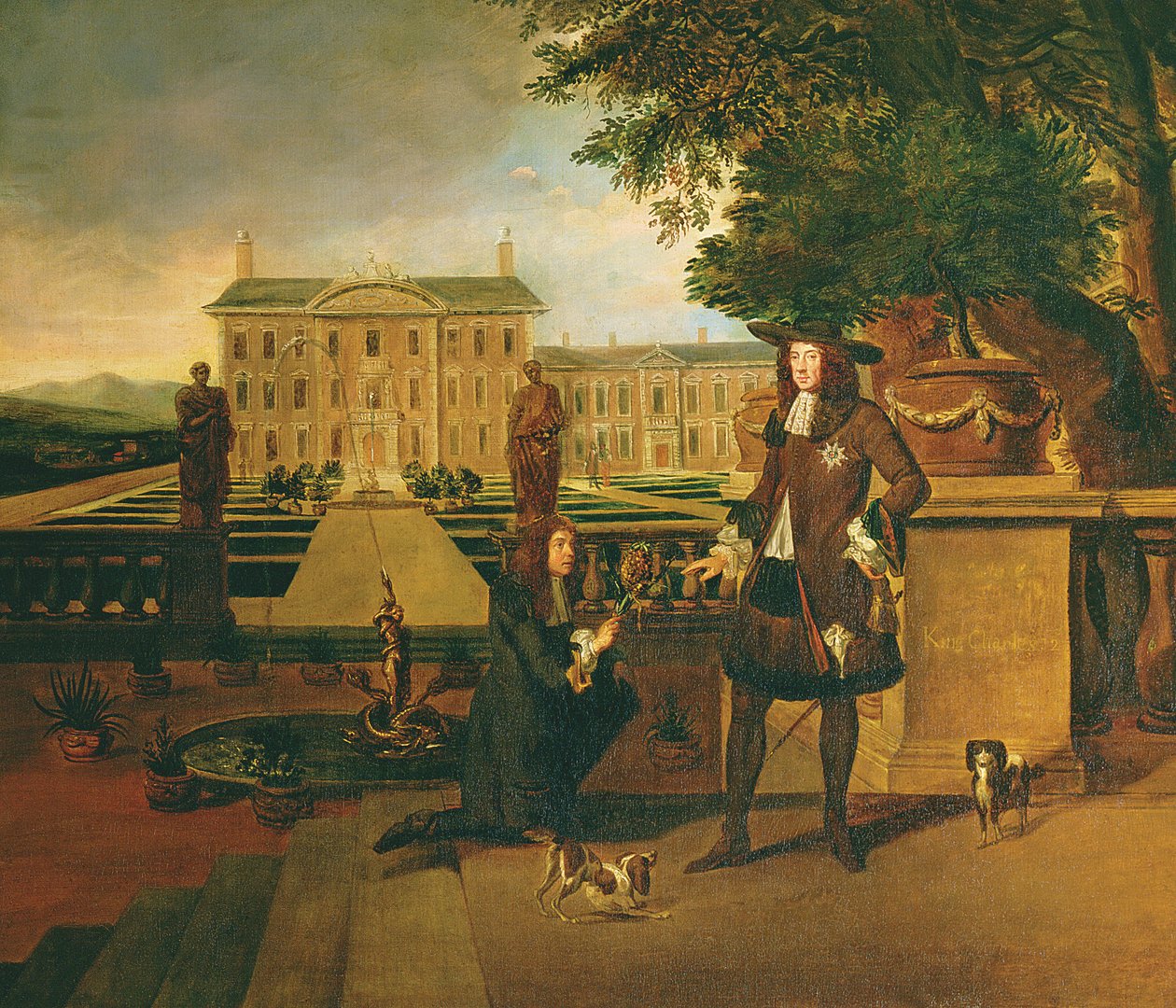 John Rose (ca. 1621-77) the King's Gardener, presenterer Charles II (1630-85) med en ananas, visstnok den første som ble dyrket i England ved Dorney Court i Berkshire av Hendrick Danckerts