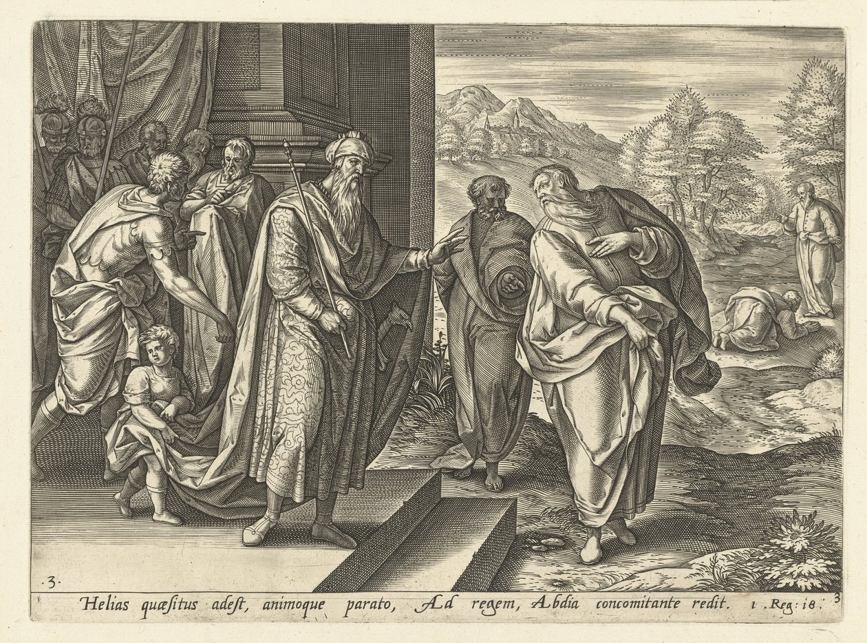 Elia snakker for andre gang med kong Akab History of Elijah (serietittel) av Hendrick Goltzius (rejected attribution)