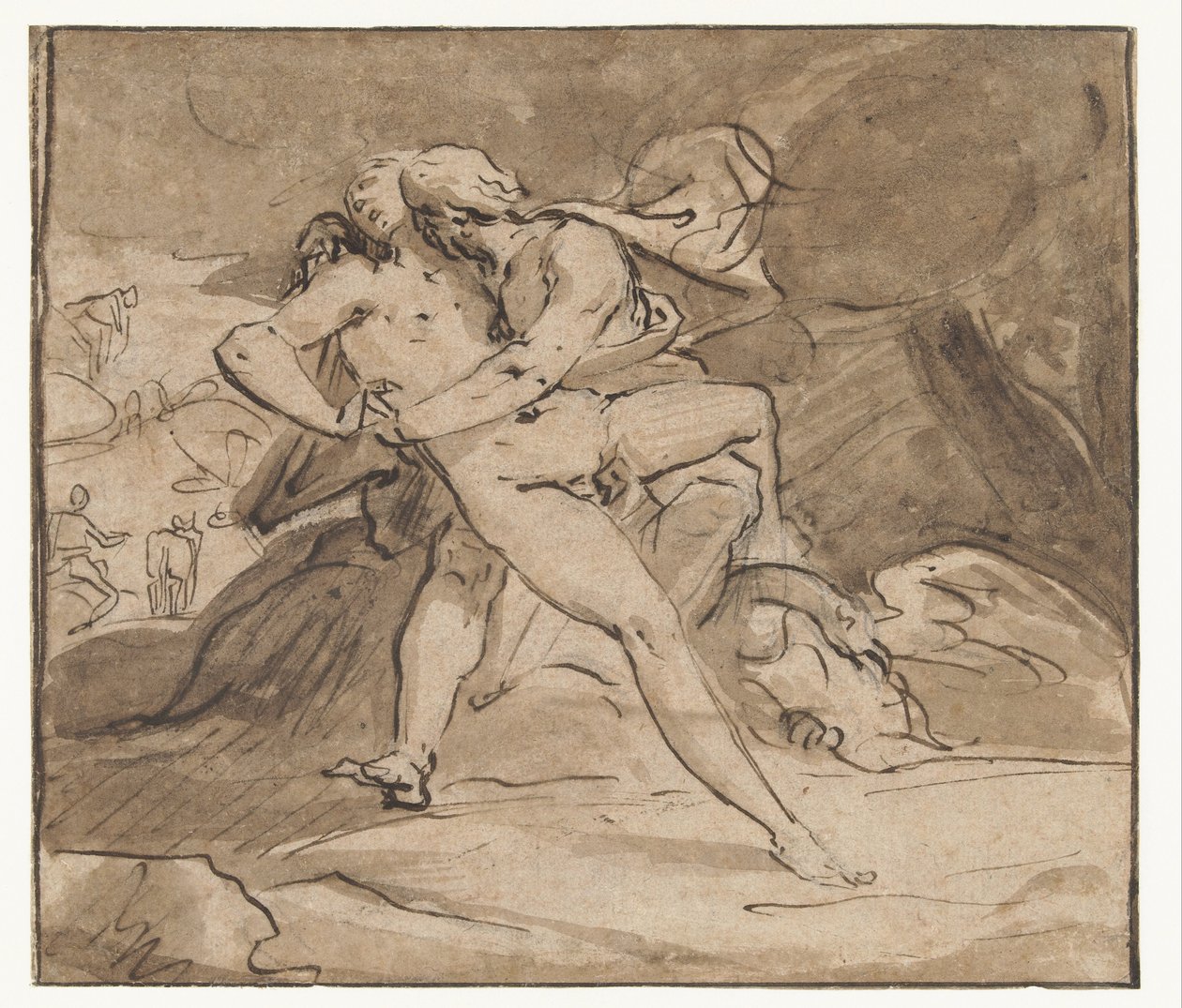 Jupiter omfavner Io av Hendrick Goltzius (school of)