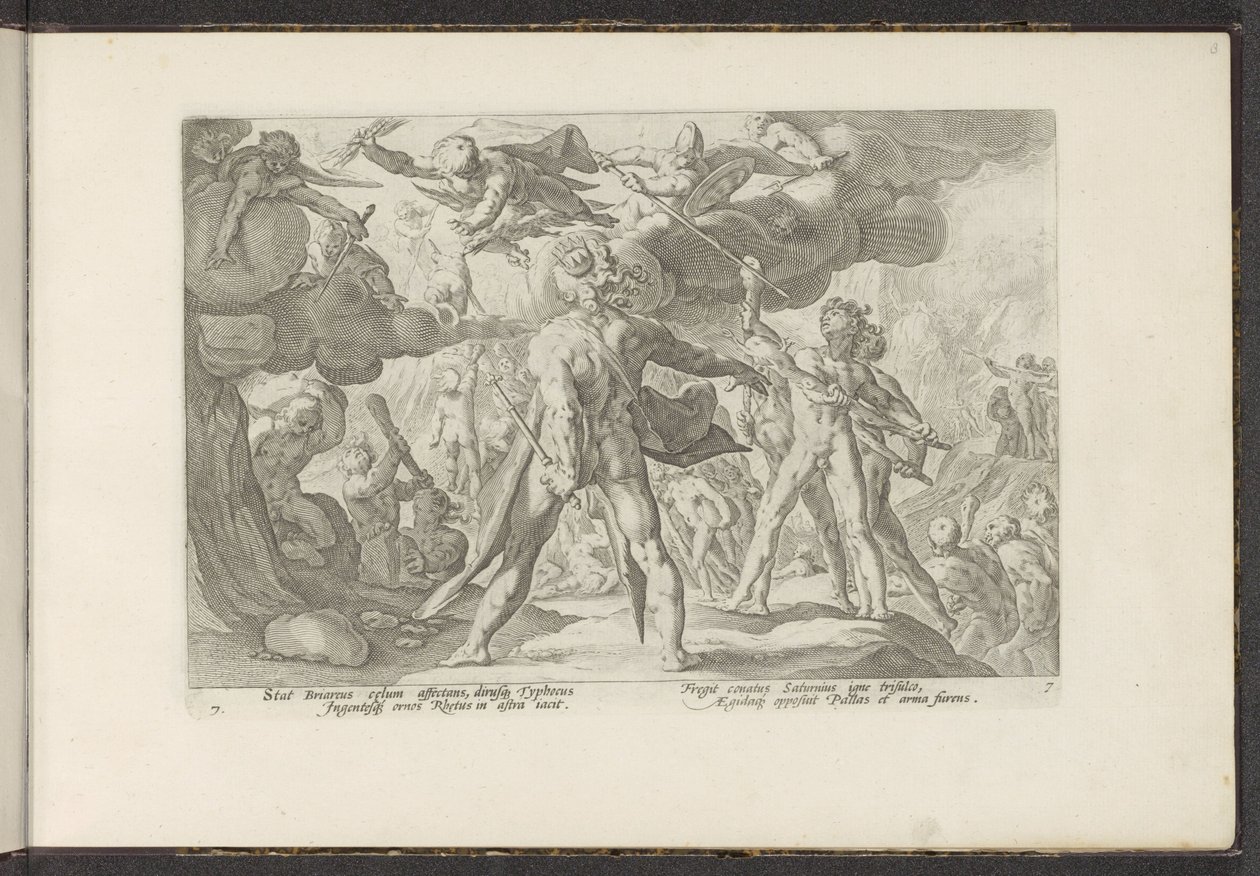 Attack of the Giants på gudeverdenen Ovids Metamorphoses (serietittel) Gjenskapninger av P. Ovidius Naso (serietittel) av Hendrick Goltzius (workshop of)