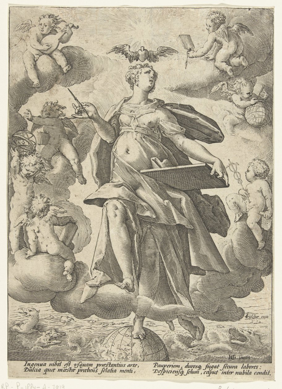Allegori over kunst av Hendrick Goltzius (workshop of)