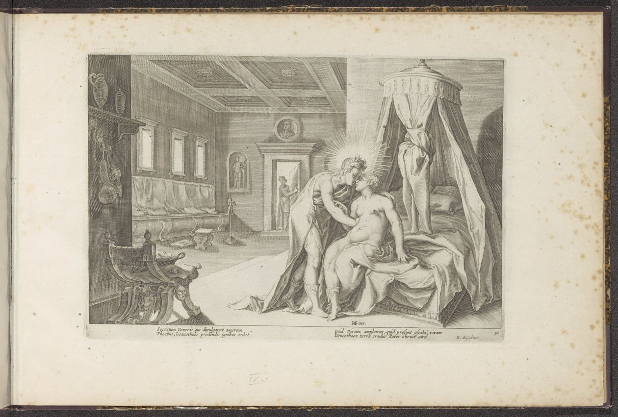 Apollo forfører Leucothea Ovids metamorfoser (serietittel) Gjenskapninger av P. Ovidius Naso (serietittel) av Hendrick Goltzius (workshop of)