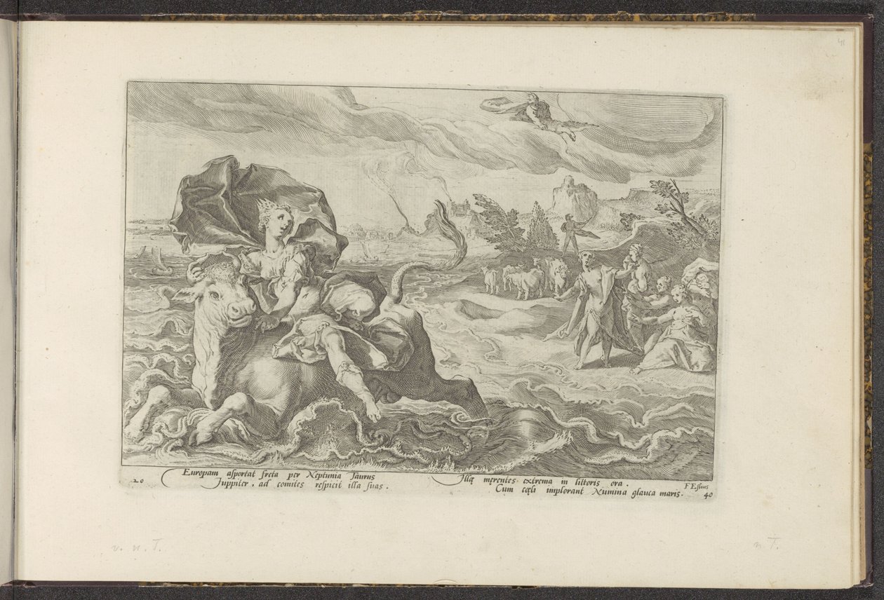 Kidnappingen av Europa Ovids metamorfoser (serietittel) Gjenskapninger av P. Ovidius Naso (serietittel) av Hendrick Goltzius (workshop of)