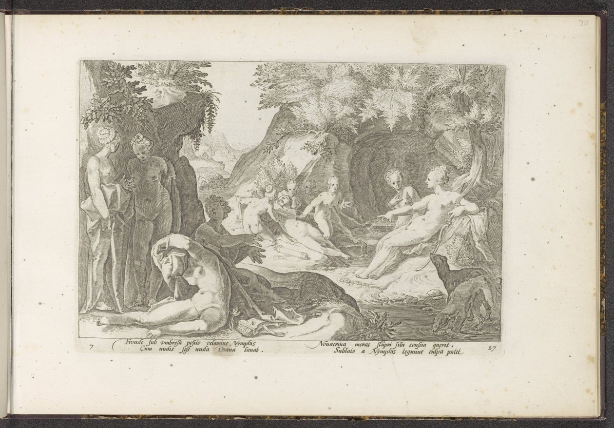 Diana Discovers Callisto's Pregnancy Ovid's Metamorphoses (serietittel) P. Ovid's Recreations Naso (serietittel) av Hendrick Goltzius (workshop of)