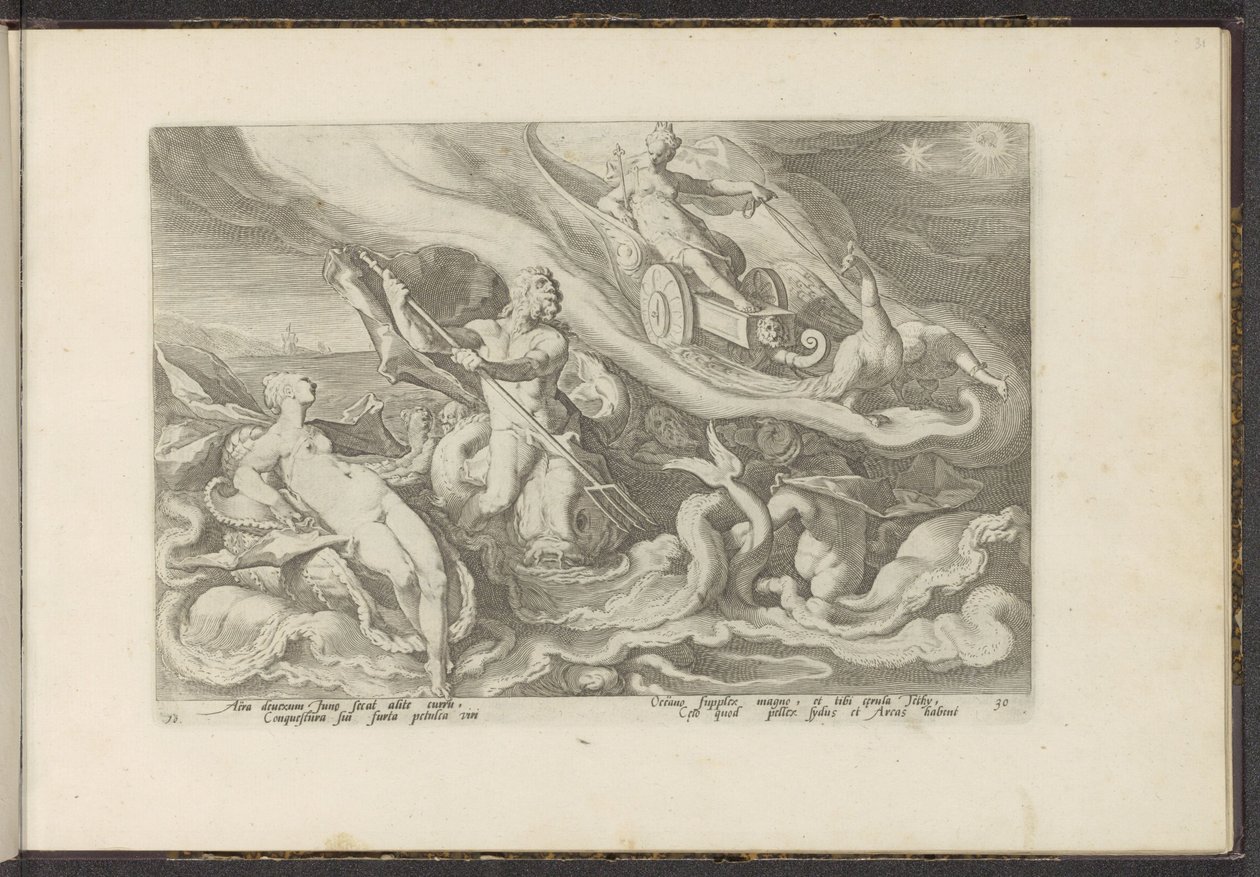 Juno klager til Thetis og Oceanus Ovids Metamorphoses (serietittel) Gjenskapninger av P. Ovidius Naso (serietittel) av Hendrick Goltzius (workshop of)