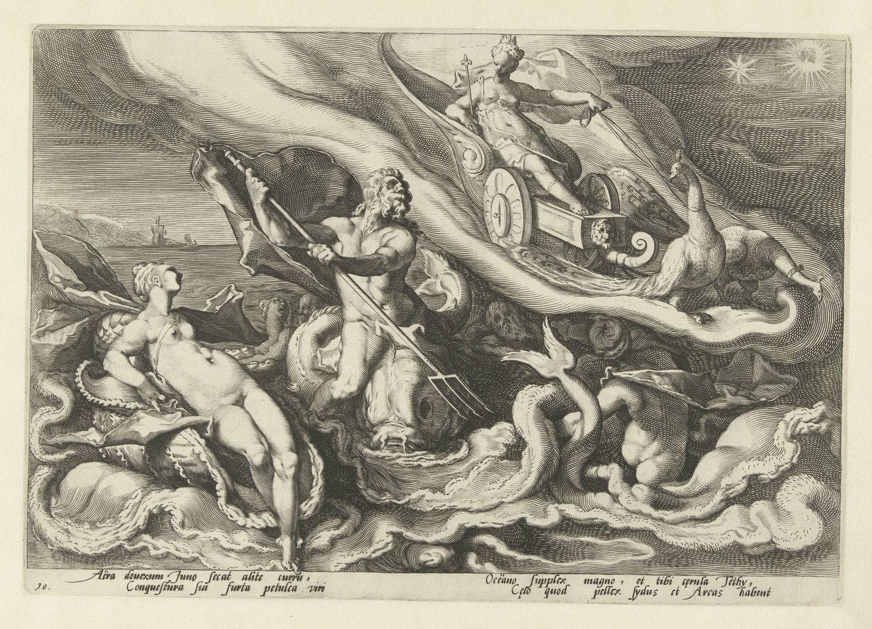 Juno klager til Thetis og Oceanus Ovids metamorfoser (serietittel) av Hendrick Goltzius (workshop of)