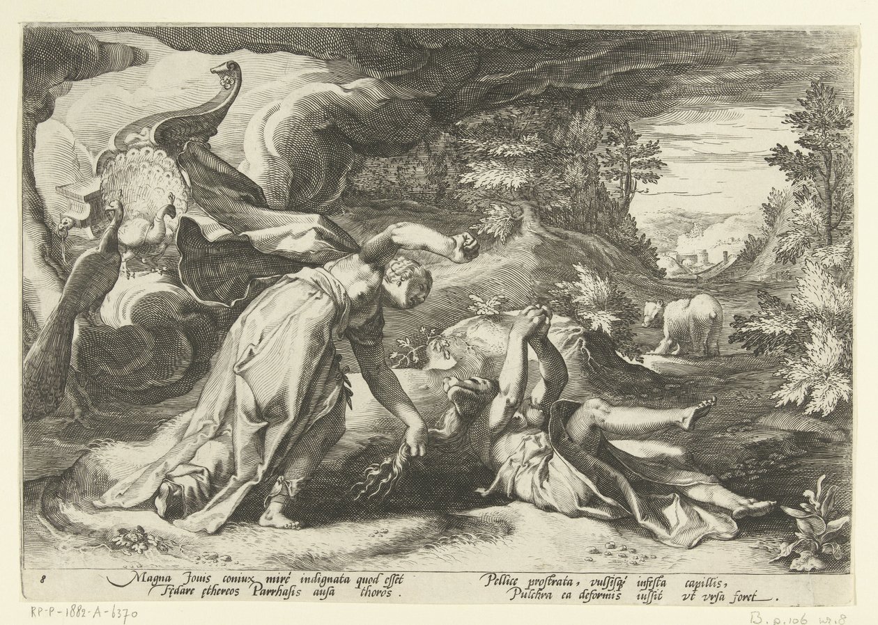 Juno gjør Callisto til en bjørn Ovid's Metamorphoses (serietittel) av Hendrick Goltzius (workshop of)