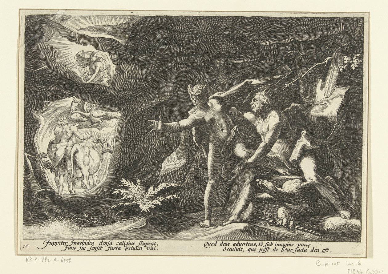 Jupiter bryter Io Ovids Metamorphoses (serietittel) av Hendrick Goltzius (workshop of)