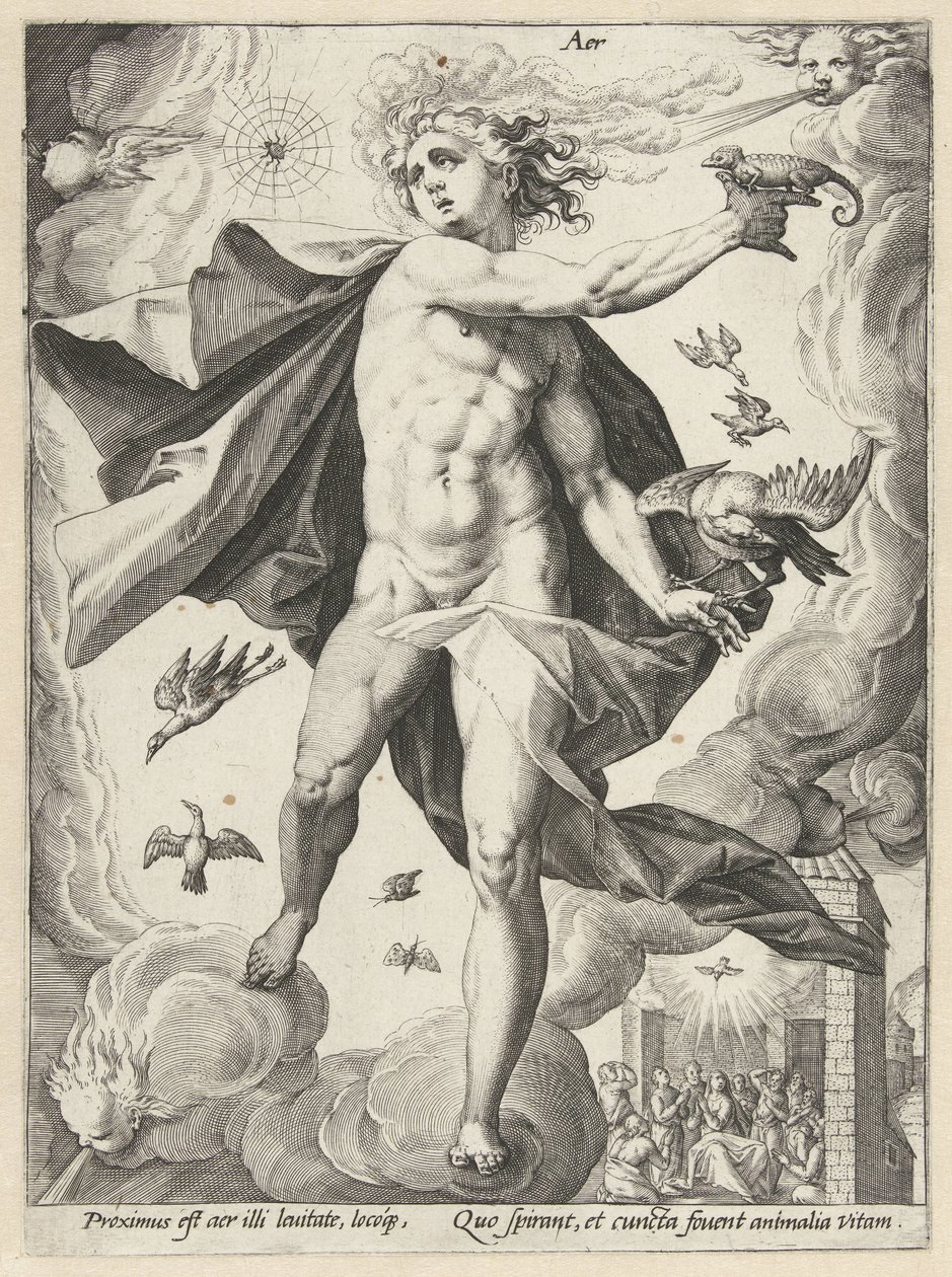 Air Aer (tittel på objekt) De fire elementene (serietittel) av Hendrick Goltzius (workshop of)
