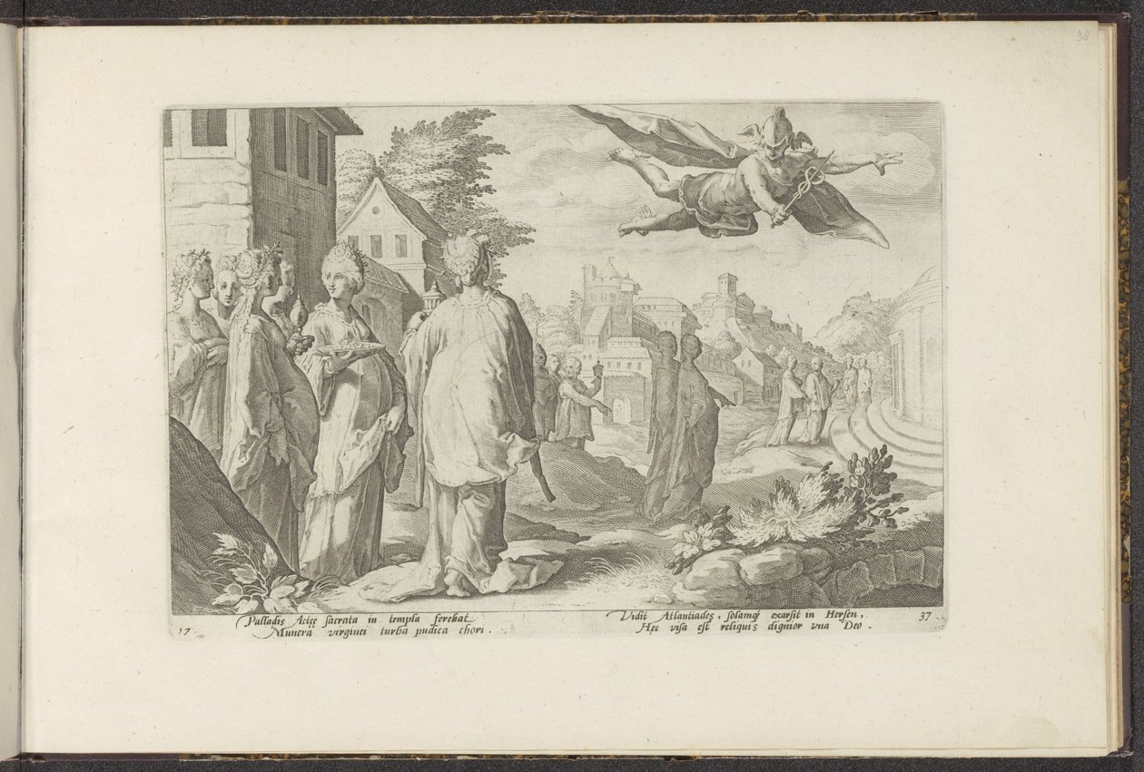 Mercury forelsker seg i Herse Ovids Metamorphoses (serietittel) Recreations of P. Ovidius Naso (serietittel) av Hendrick Goltzius (workshop of)