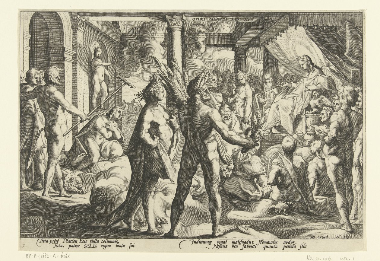 Phaeton i palasset til Helios Ovids metamorfoser (serietittel) av Hendrick Goltzius (workshop of)