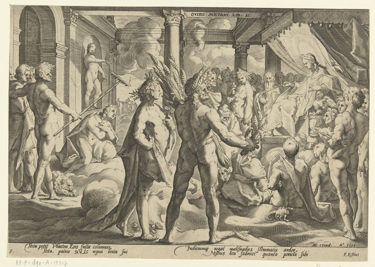 Phaeton i Helios-palasset Ovids metamorfoser (serietittel) av Hendrick Goltzius (workshop of)