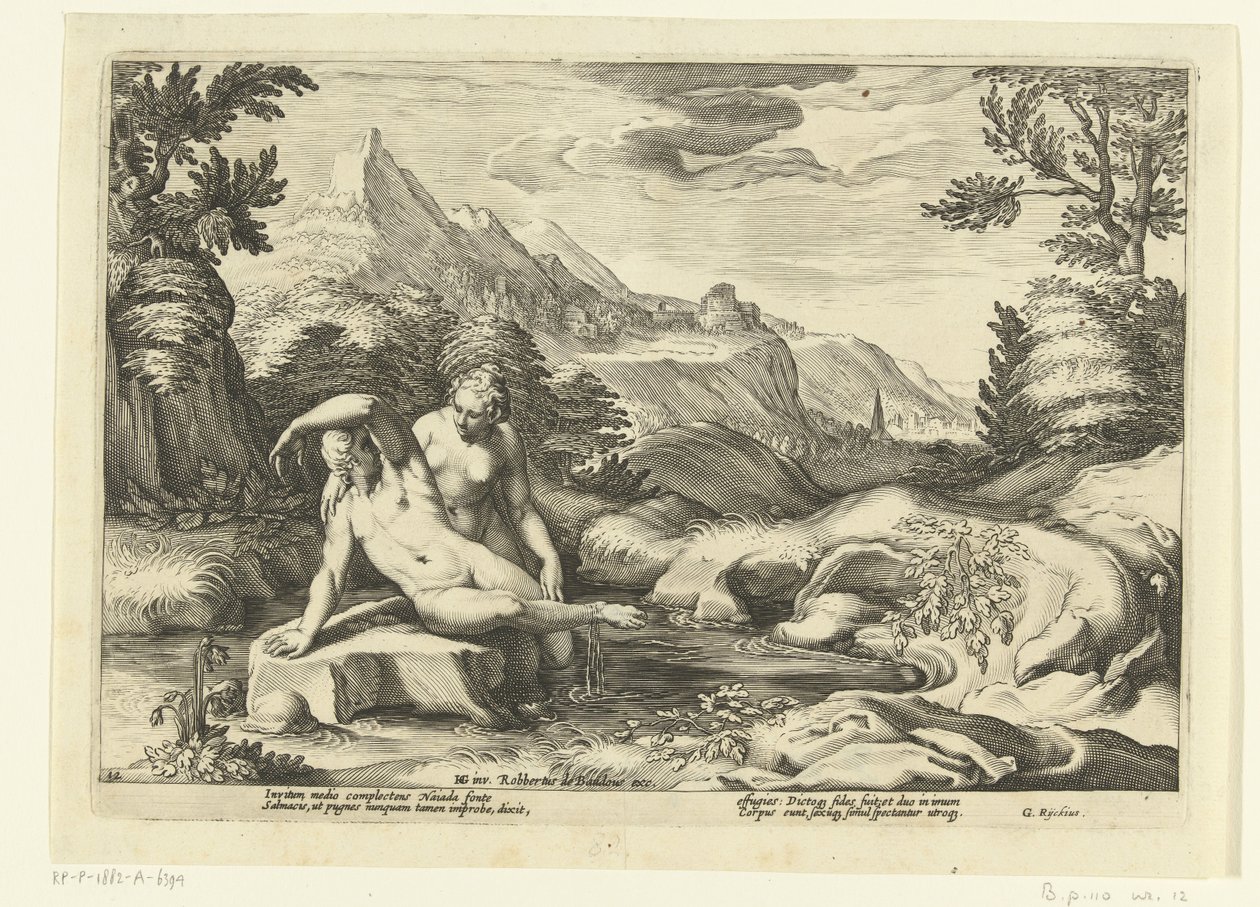 Salmacis og Hermafroditus Ovids Metamorfosen (serietittel) av Hendrick Goltzius (workshop of)