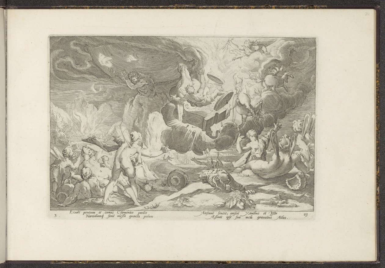 Val van Phaëthon Ovids metamorfoser (serietittel) The Herescheppingen van P. Ovidius Naso (serietittel) av Hendrick Goltzius (workshop of)