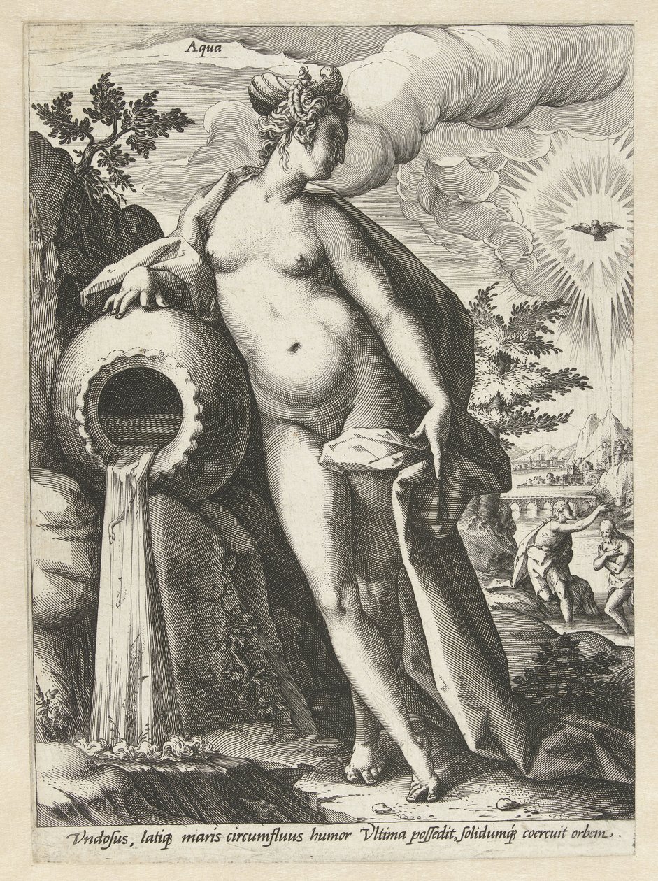 Vann Aqua (tittel på objekt) The Four Elements (serietittel) av Hendrick Goltzius (workshop of)