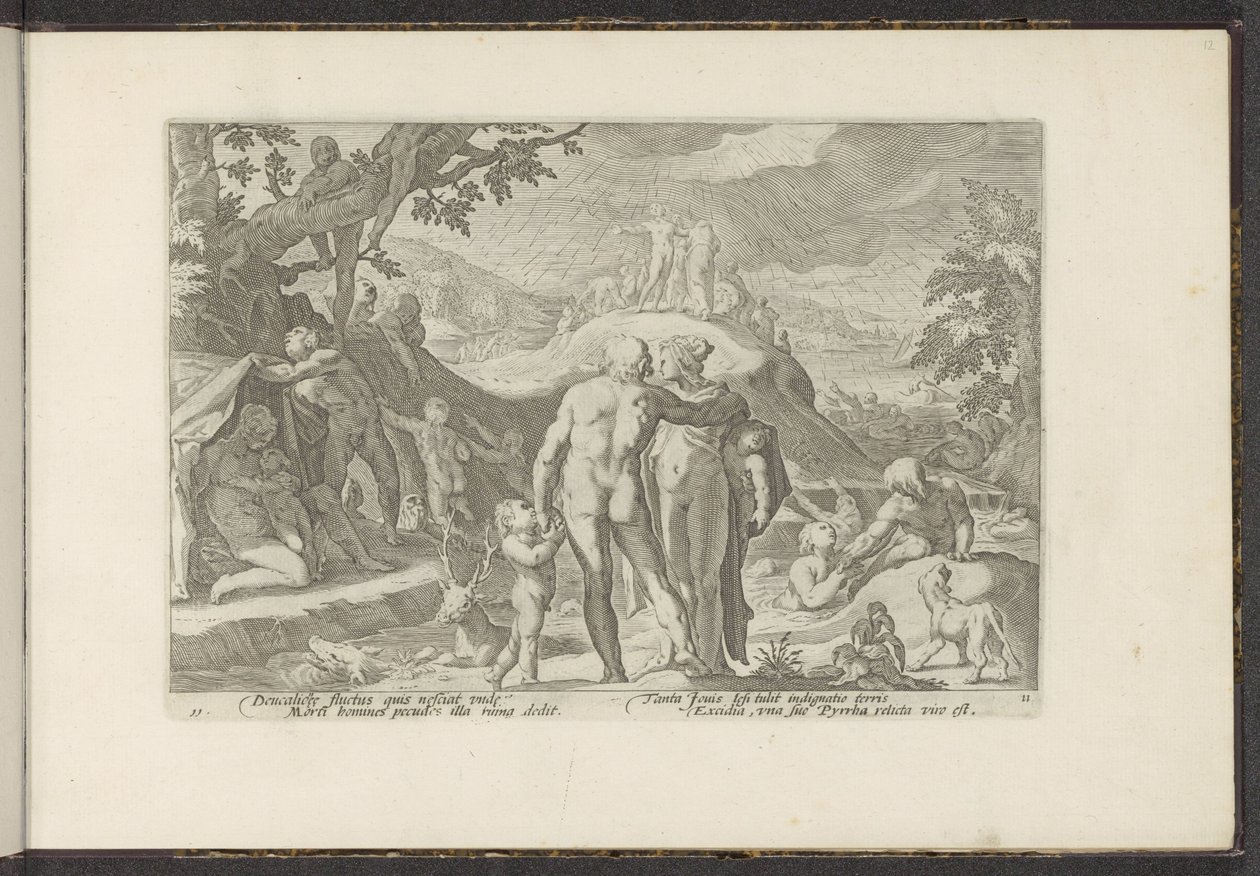 Flom av Deucalion Ovids metamorfoser (serietittel) Gjenskapninger av P. Ovidius Naso (serietittel) av Hendrick Goltzius (workshop of)