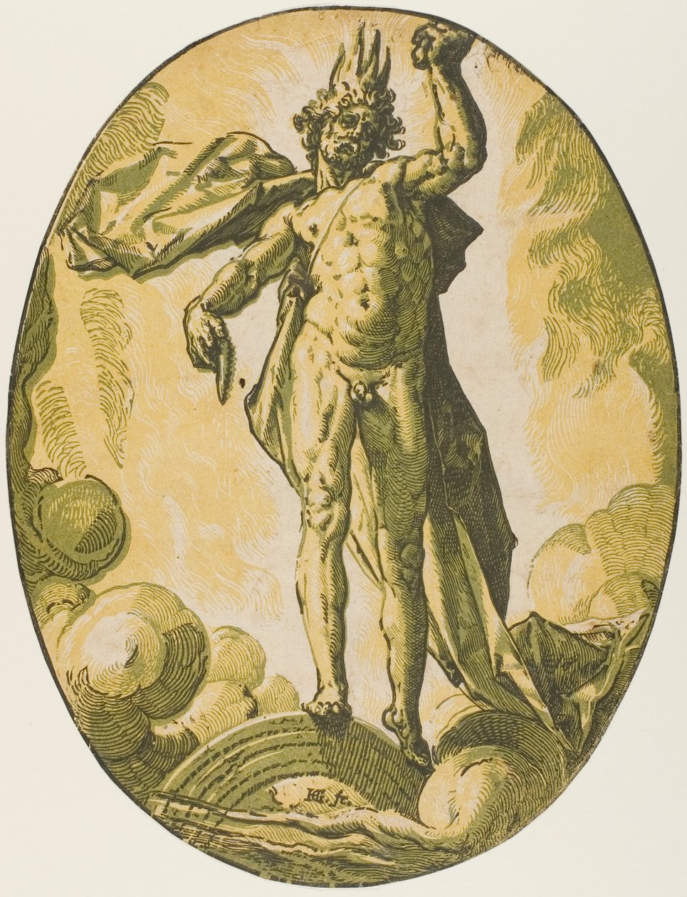 Aether, plate seks fra Demogorgon and the Deities av Hendrick Goltzius