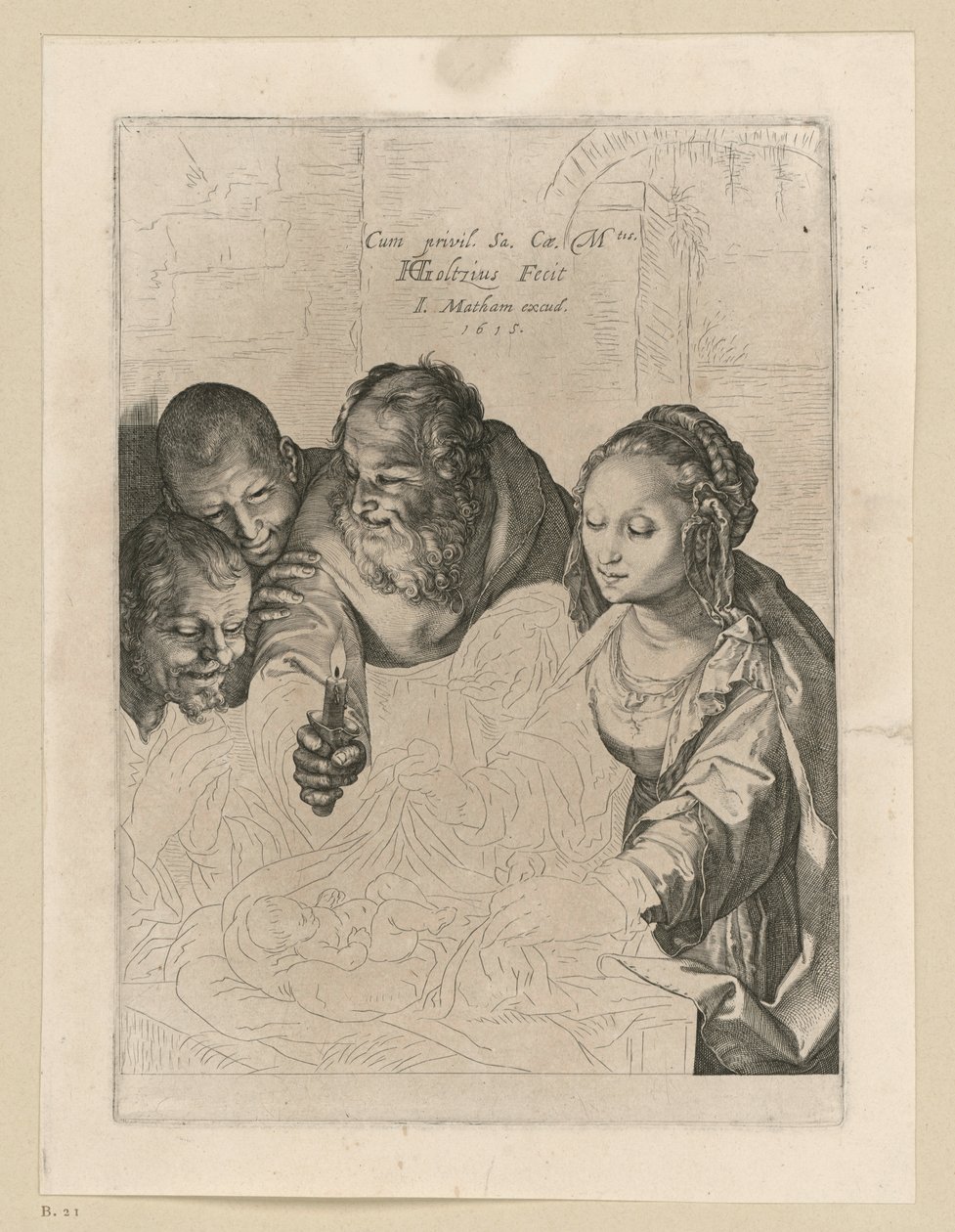 Hyrdenes tilbedelse, 5. tilstand av Hendrick Goltzius