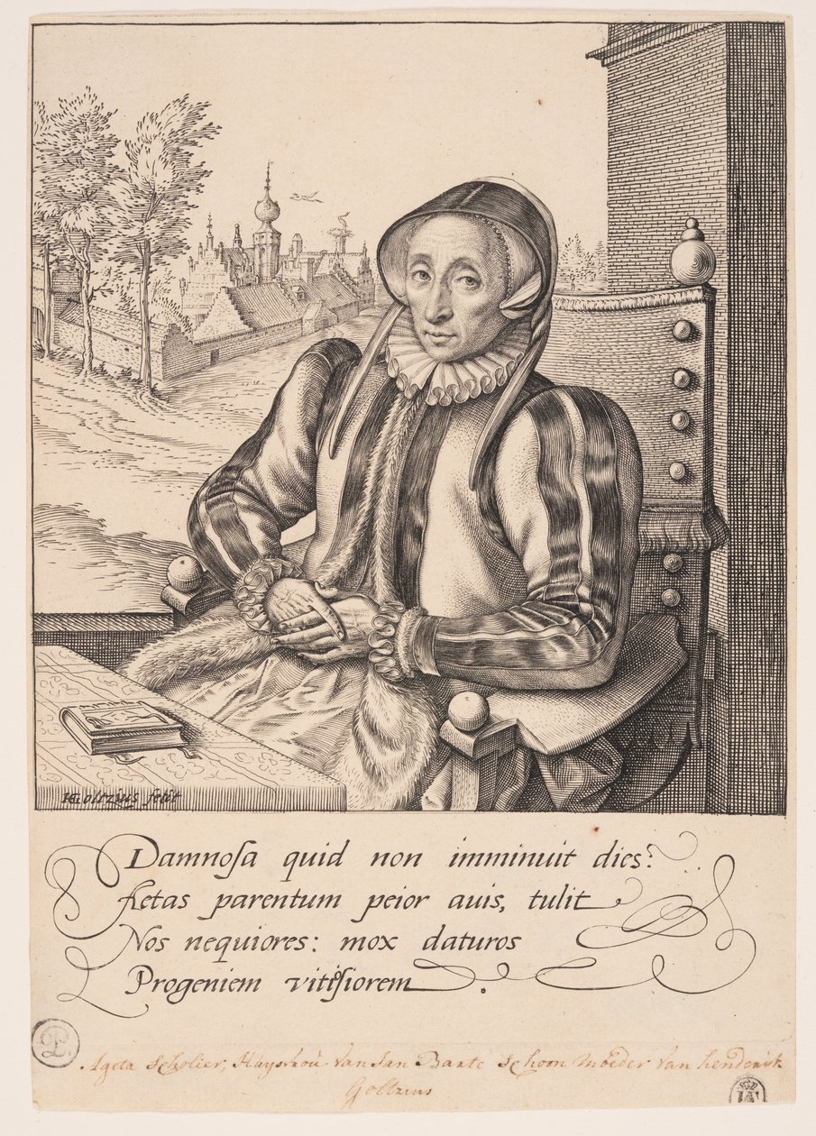 Anna Fullings, kunstnerens mor av Hendrick Goltzius