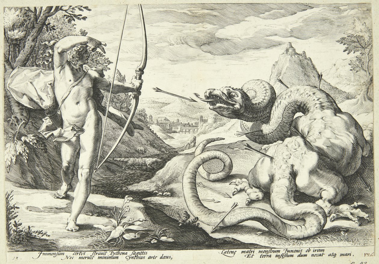 Apollo dreper Python av Hendrick Goltzius