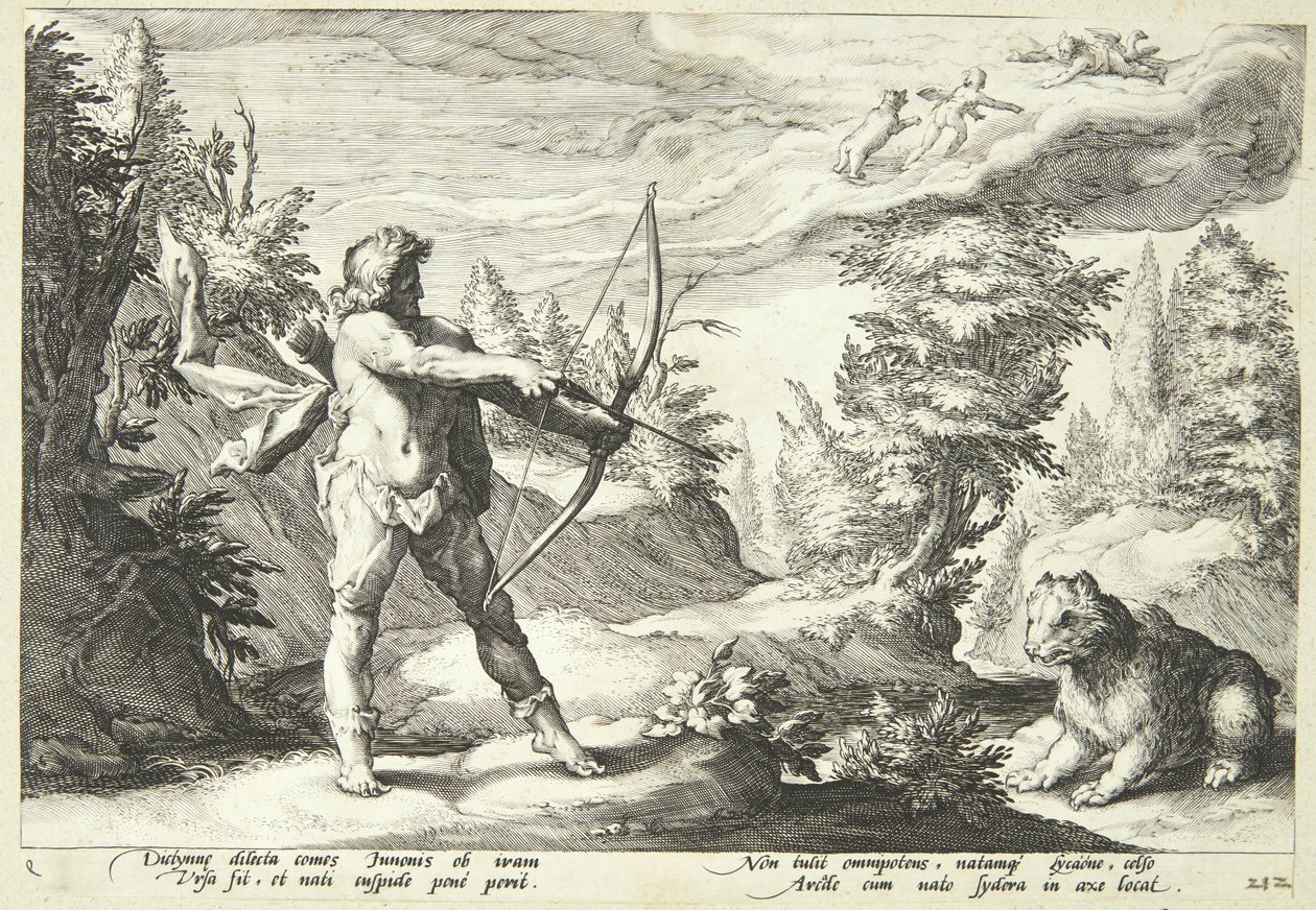 Arcas forberedte seg på å drepe moren sin av Hendrick Goltzius