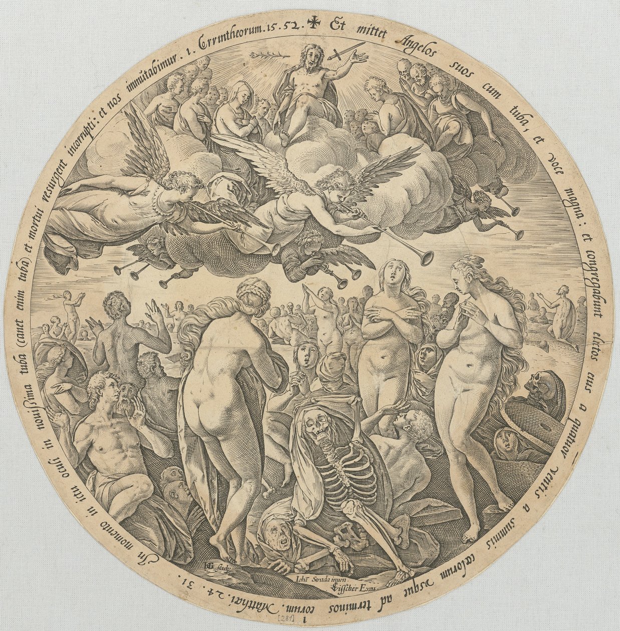 De dødes oppstandelse, blad 1 i serien «De fire siste ting» av Hendrick Goltzius