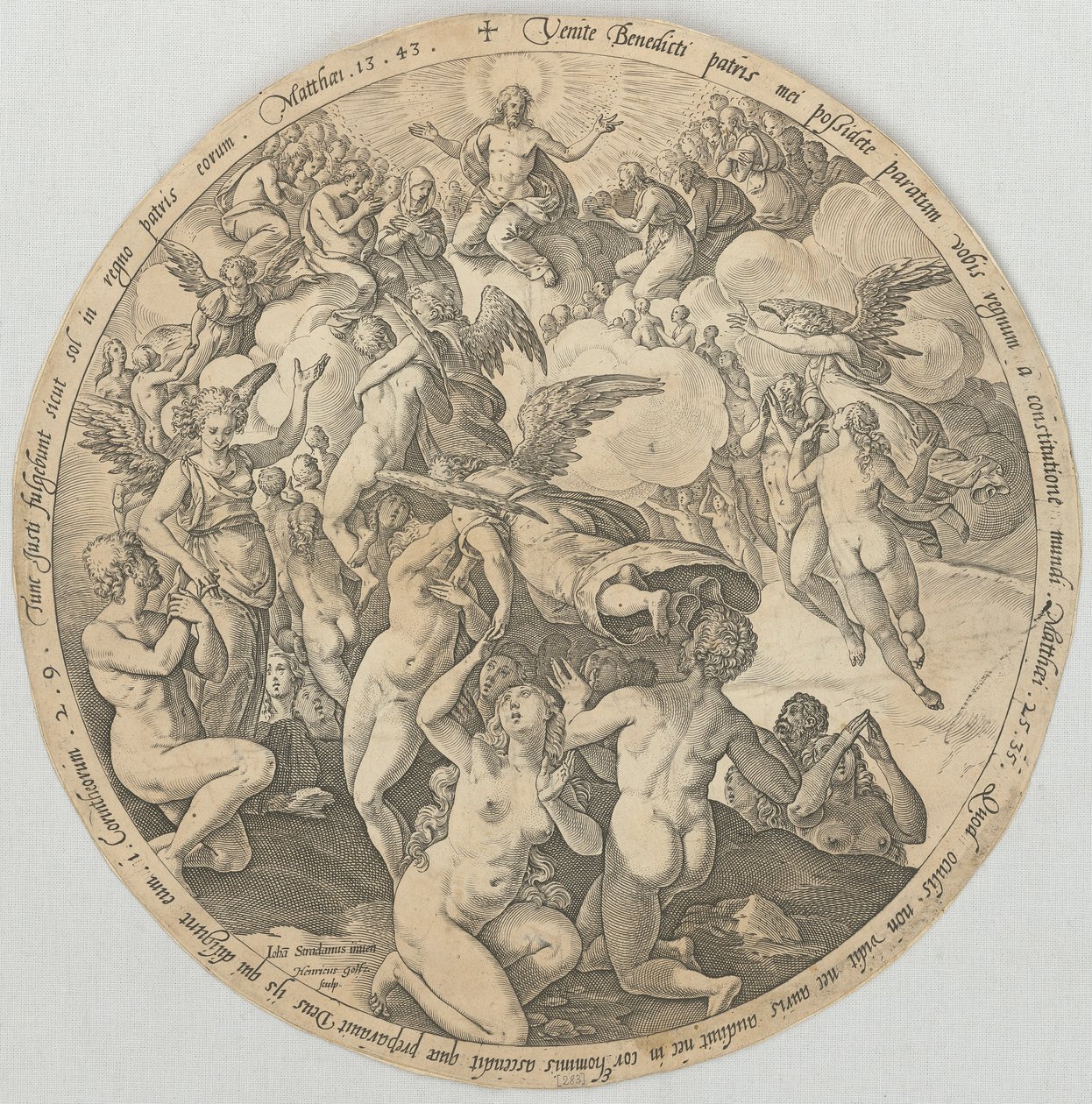 De rettferdiges oppstigning til himmelen, blad 3 i serien «De fire siste ting» av Hendrick Goltzius