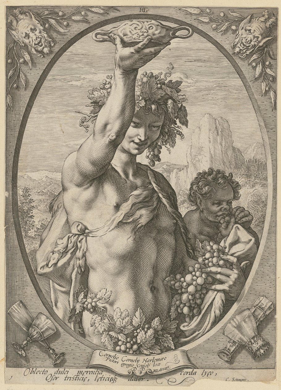 Bacchus, blad 1 i serien «Bacchus, Venus og Ceres» av Hendrick Goltzius