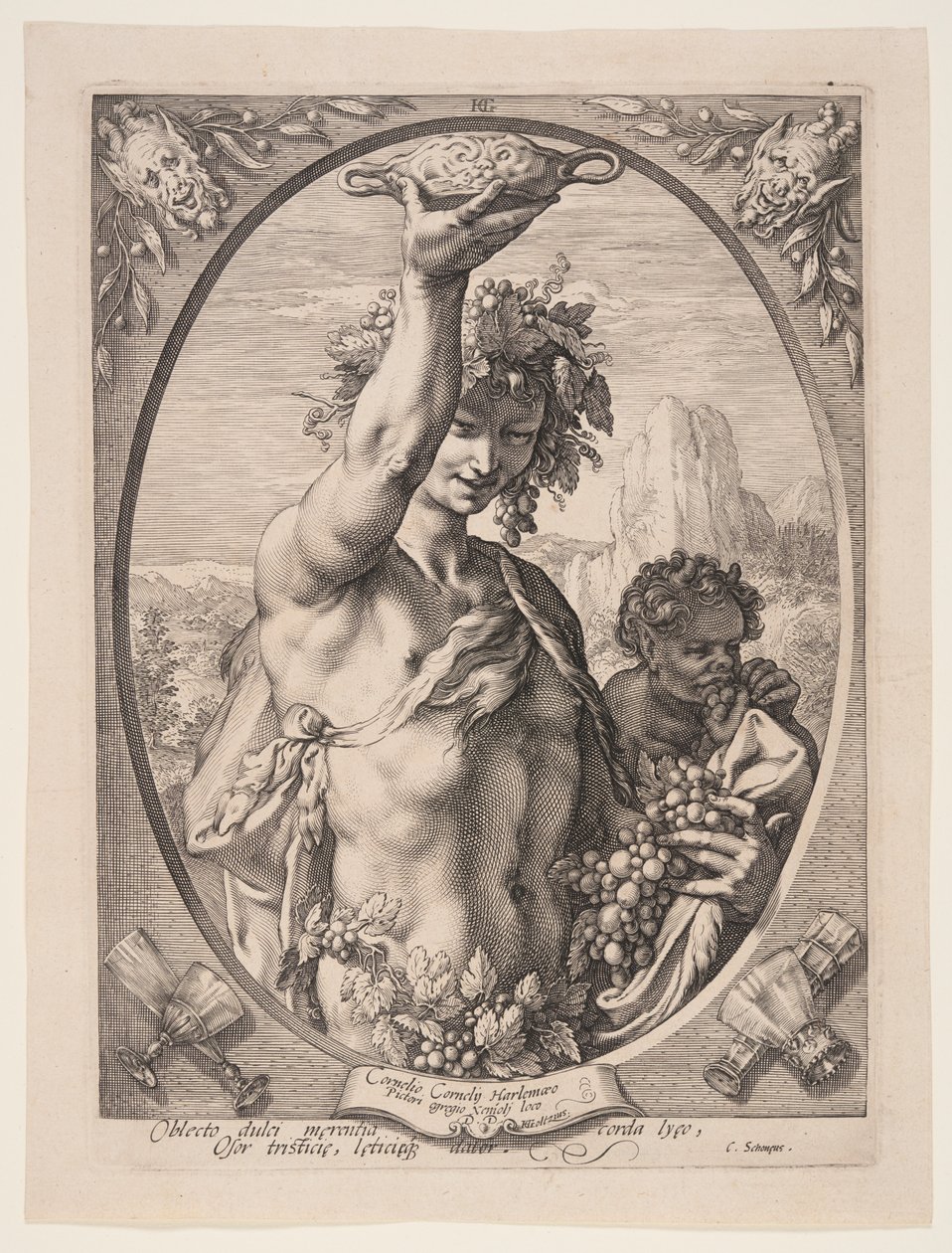 Bacchus, fra Tre hedenske guder og gudinner av Hendrick Goltzius