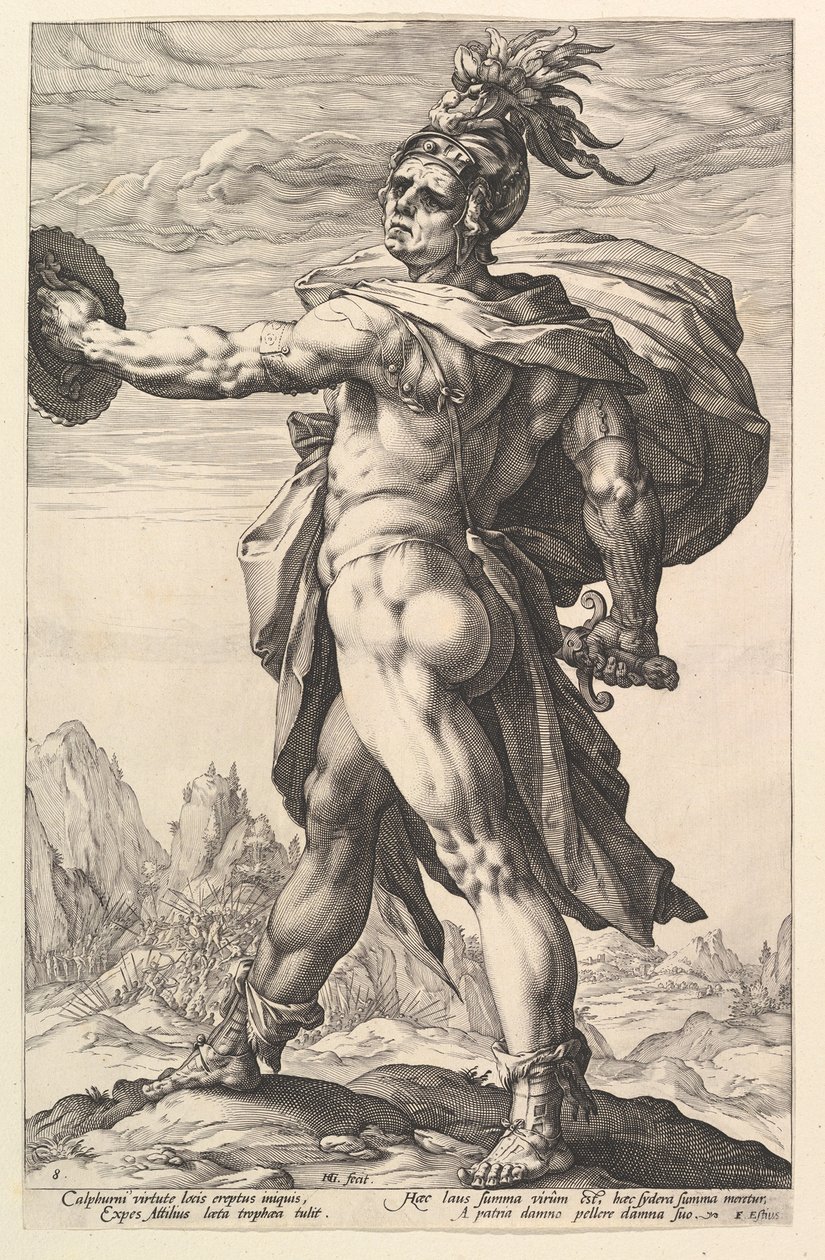 Calphurnius, fra «De romerske heltene» av Hendrick Goltzius