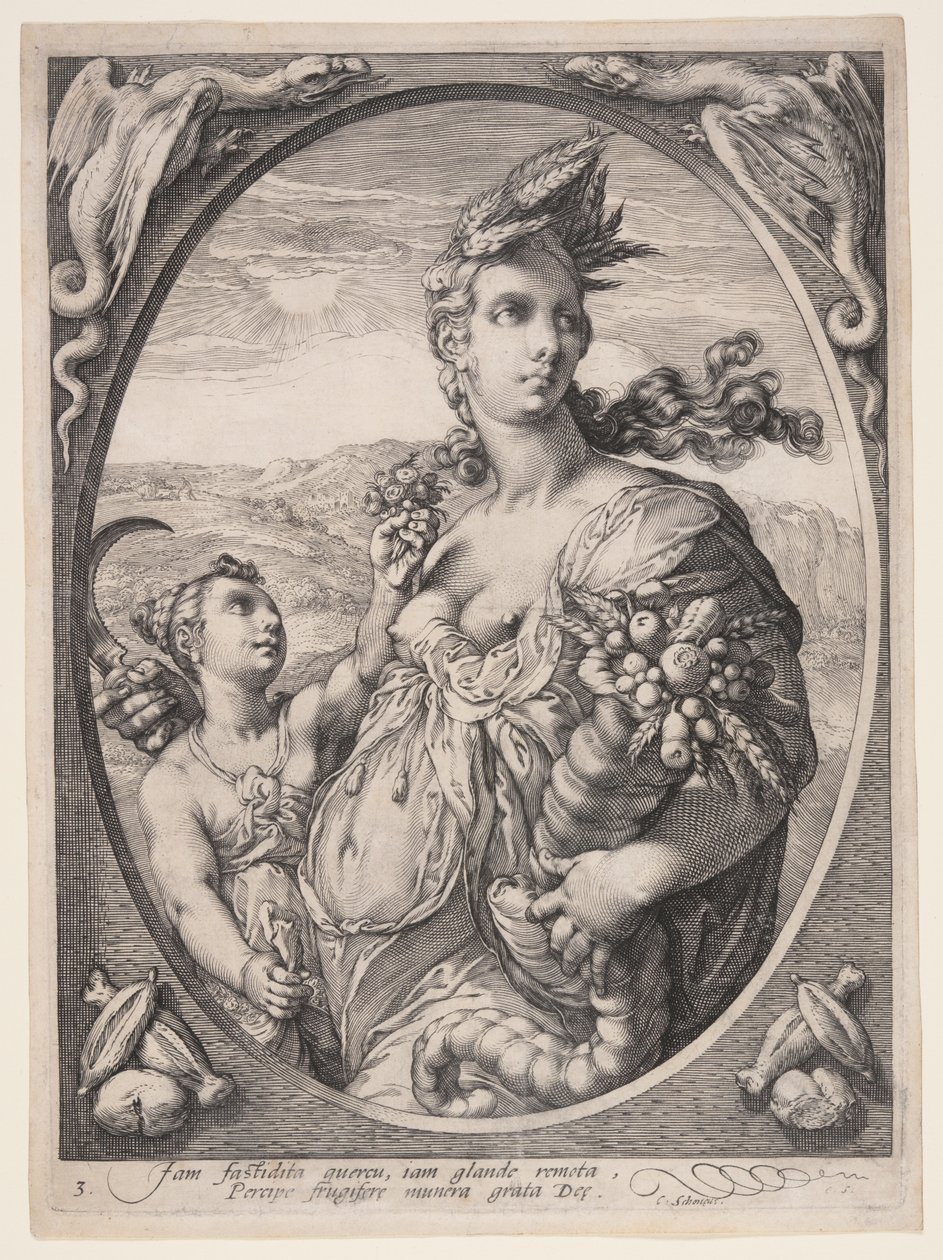 Ceres, fra tre hedenske guder eller gudinner av Hendrick Goltzius
