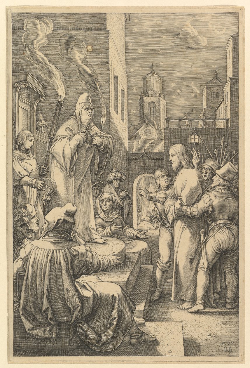 Kristus foran Kaifas, fra «Kristi lidelse» av Hendrick Goltzius