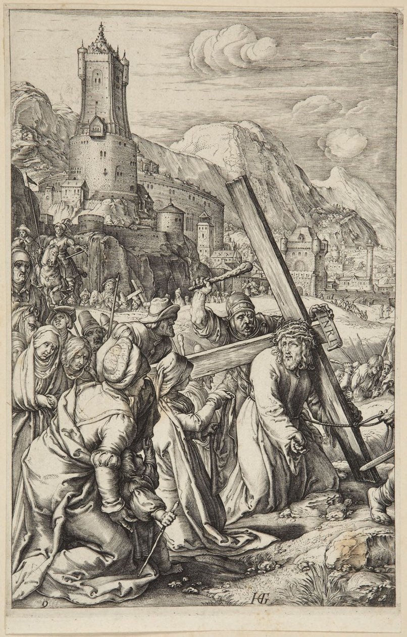 Kristus bærer korset av Hendrick Goltzius