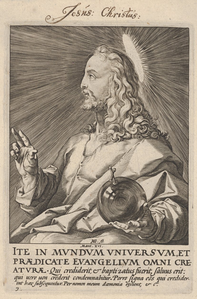 Kristus, fra «Kristus, apostlene og Sankt Paulus med trosbekjennelsen» av Hendrick Goltzius