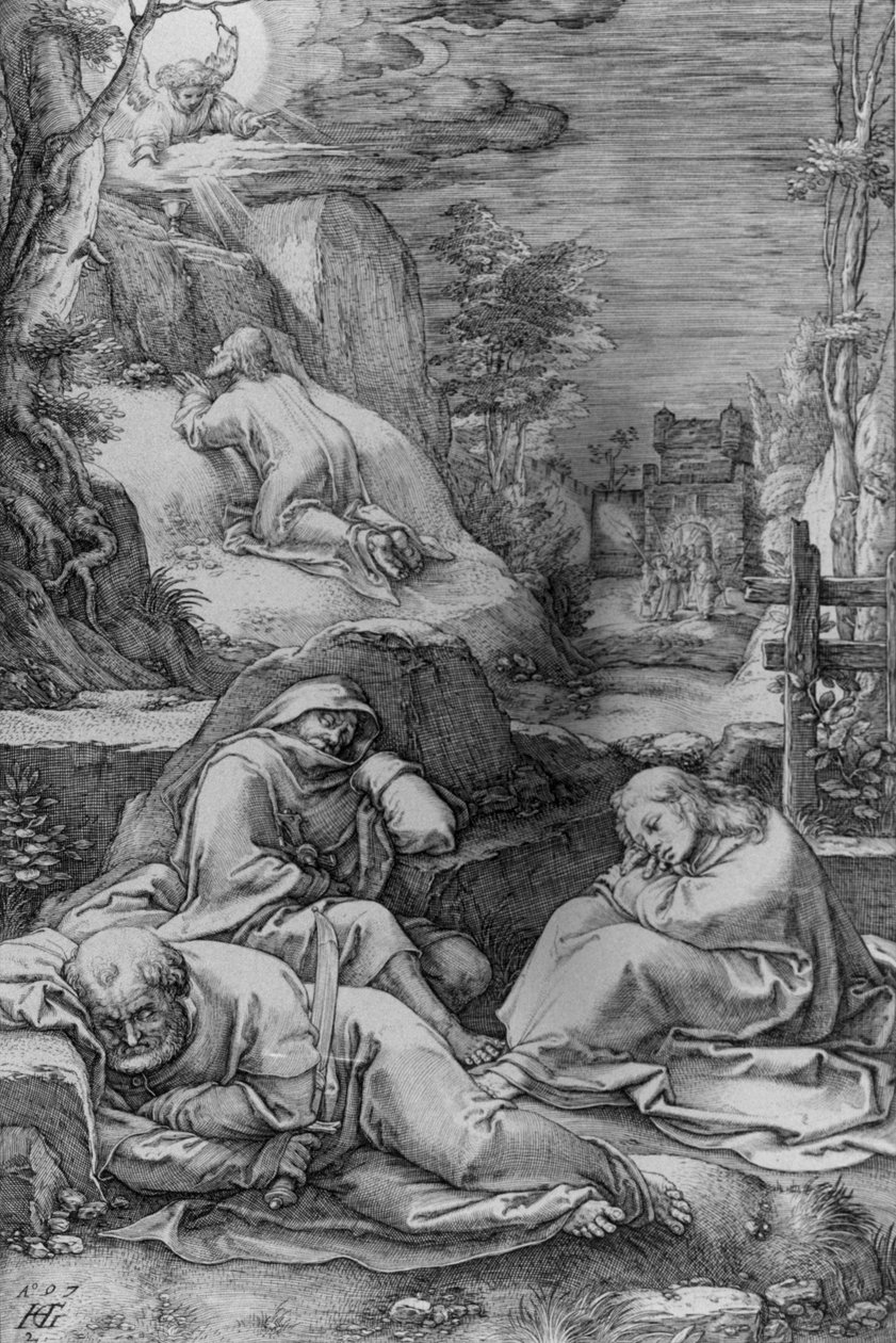 Kristus på Oljeberget, nummer 2 fra serien «Pasjonen» av Hendrick Goltzius