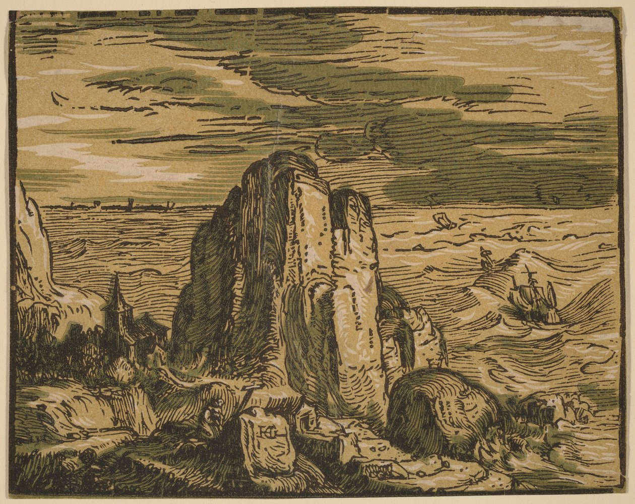 Klippe ved en havkyst av Hendrick Goltzius