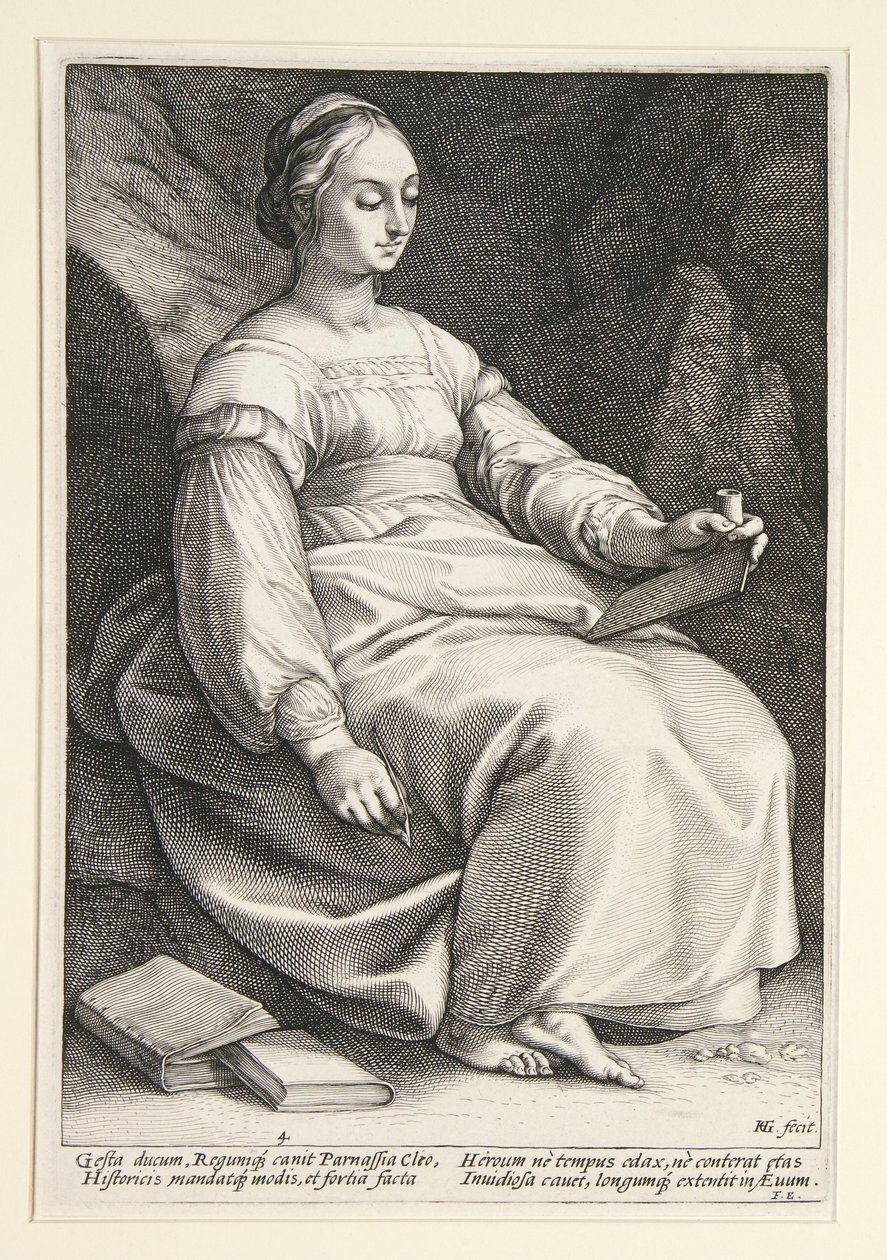 Klio, blad 4 fra serien «De ni musene» av Hendrick Goltzius